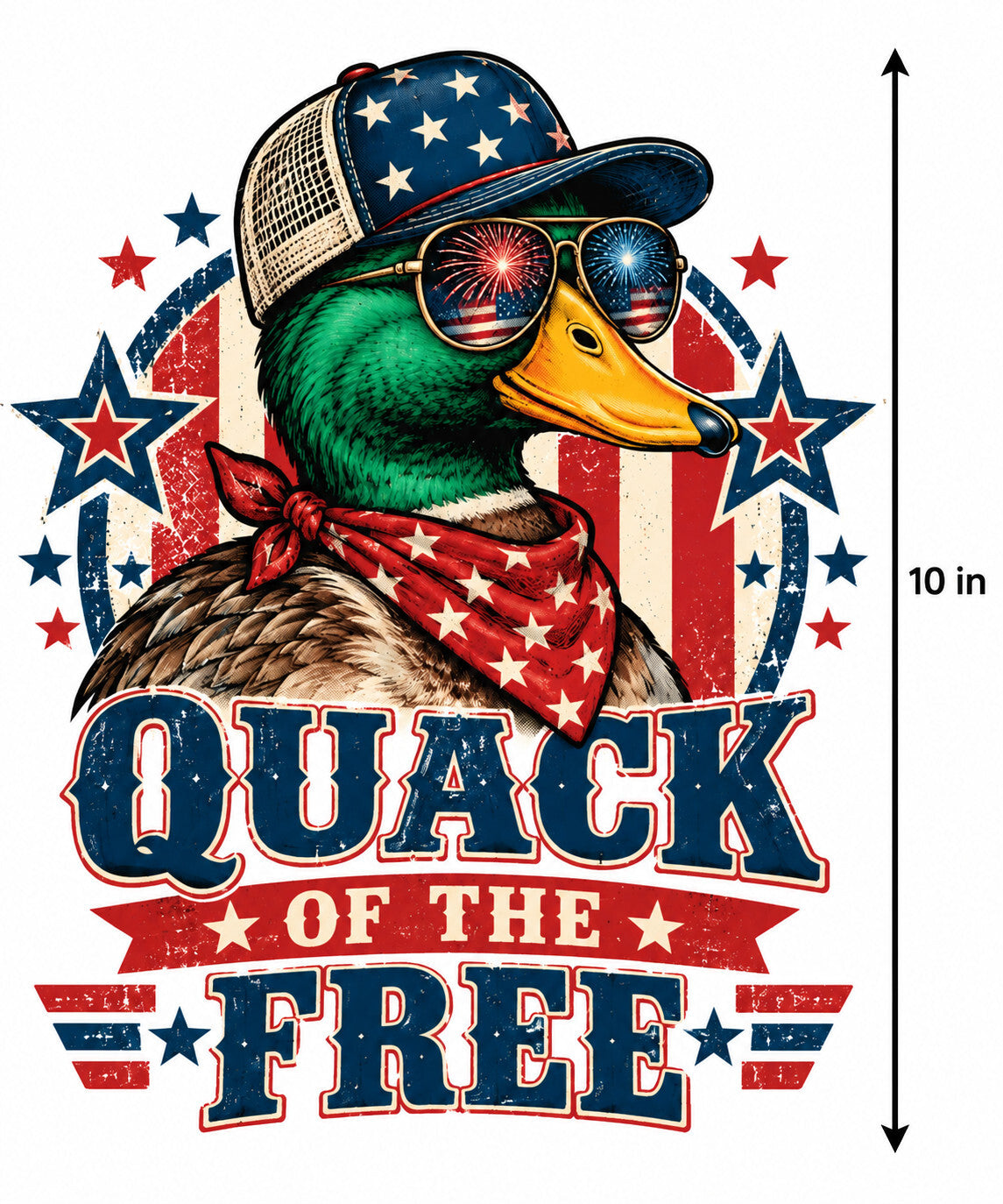 4Pcs Patriotic Duck DTF Transfers 10" Quack of the Free Heat Press Design