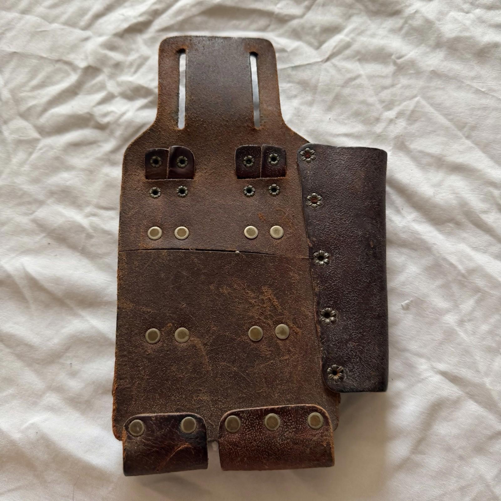 Vintage Brown Leather Double Pouch Duty Belt Holder Police Gear