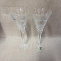 Pair Waterford Crystal Champagne Flutes The Millennium Collection PEACE Dove Set