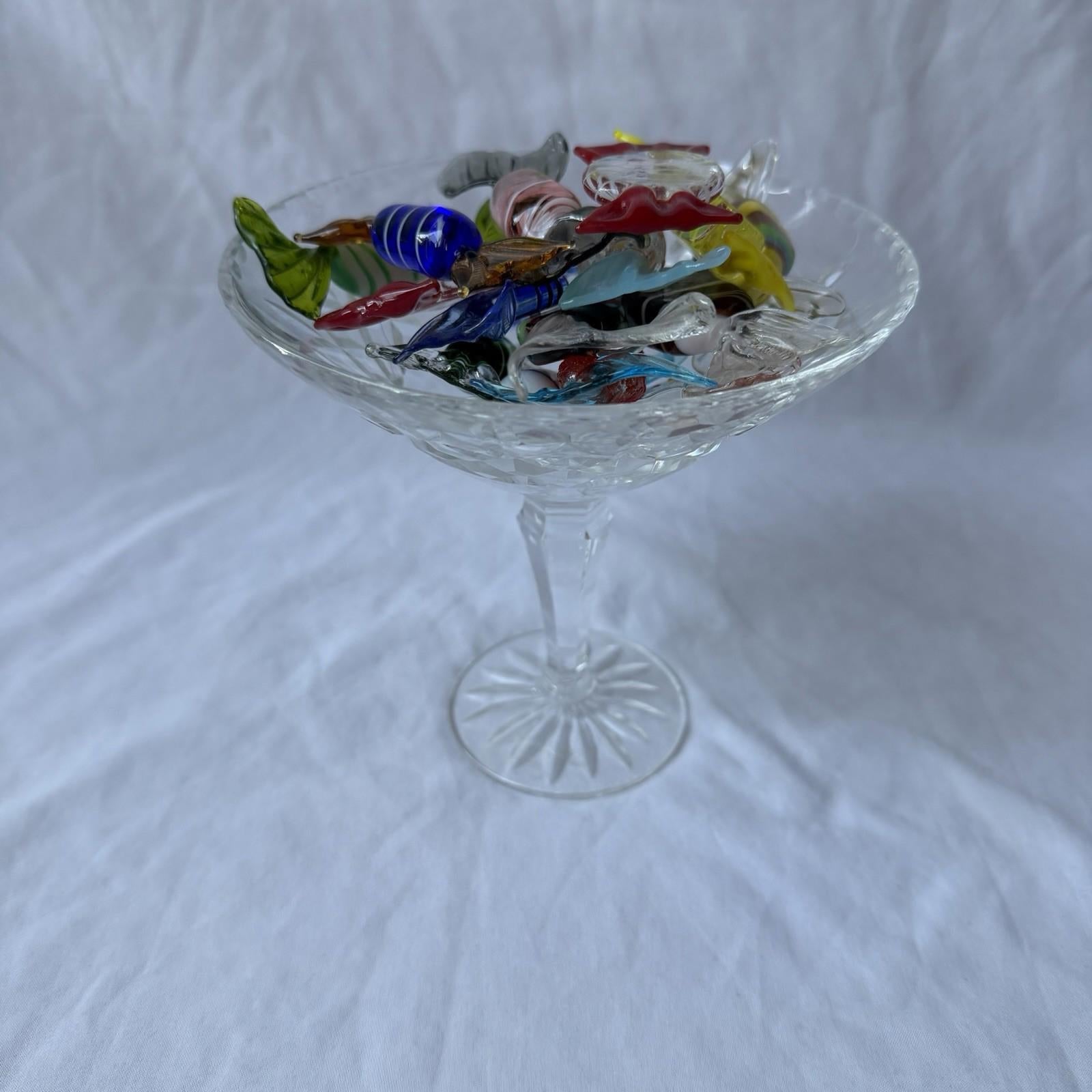 Vintage Murano Art Glass Candy Figurines Lot w/ Crystal Compote