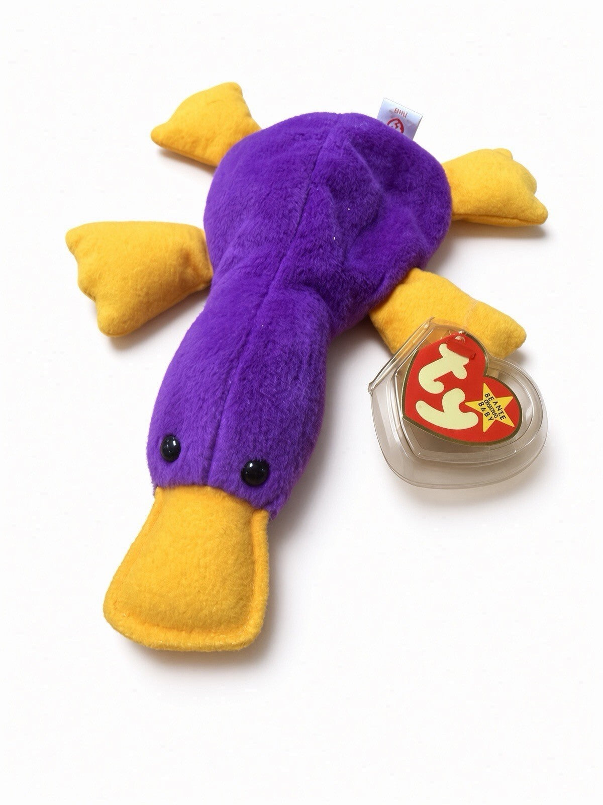 TY Beanie Baby Patti Platypus 1993 Purple Yellow Retired Vintage w/ Tag Case