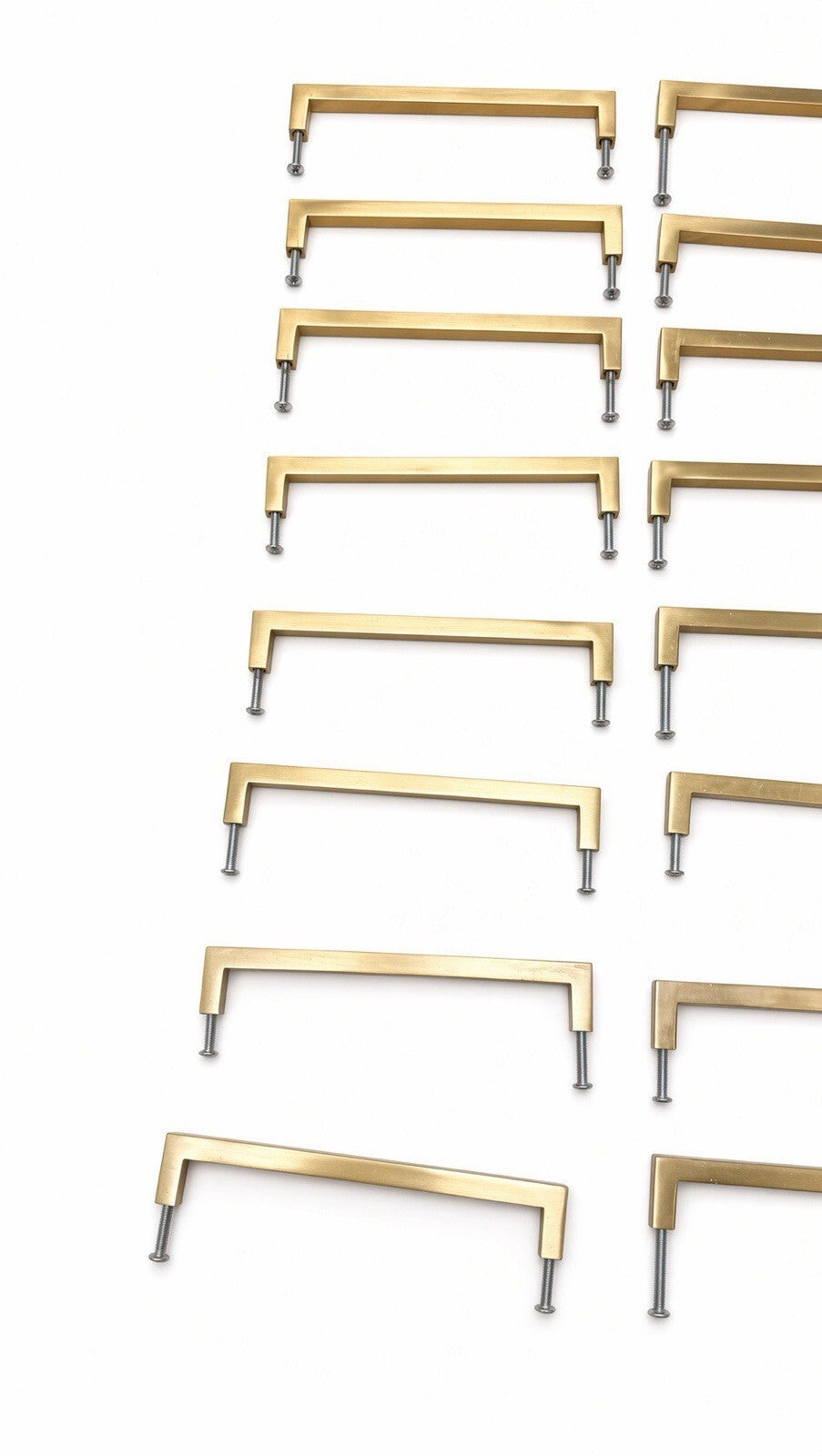 Set of 23 Brushed Gold Cabinet Drawer Pull Handles Modern Square Bar Hardware