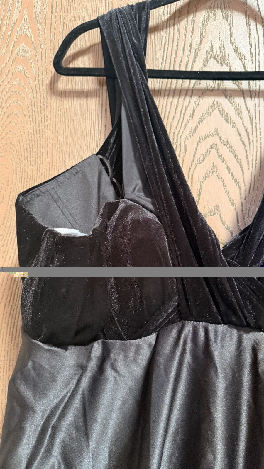 Black Satin Velvet Formal Evening Gown Dress XXL About 65” Long