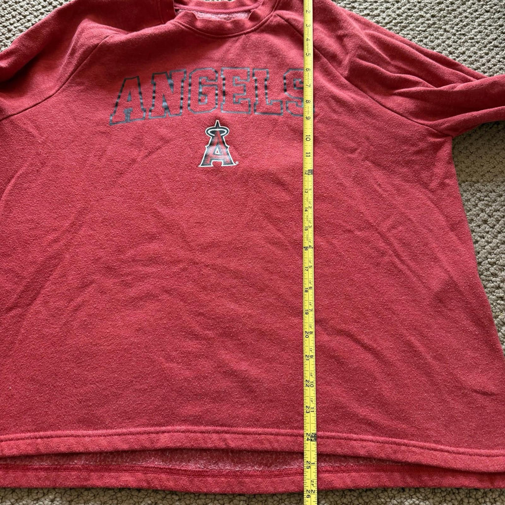 MLB Angels Campus Lifestyle Oversized Red Pullover Sweatshirt Size L