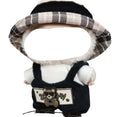 Labubu Style Doll Outfit Black Bear Overalls Hat Shirt Plush Figure Clothes