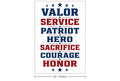 4Pcs 10" Valor Service Patriot Hero DTF Transfers Stacked Patriotic Words Iron