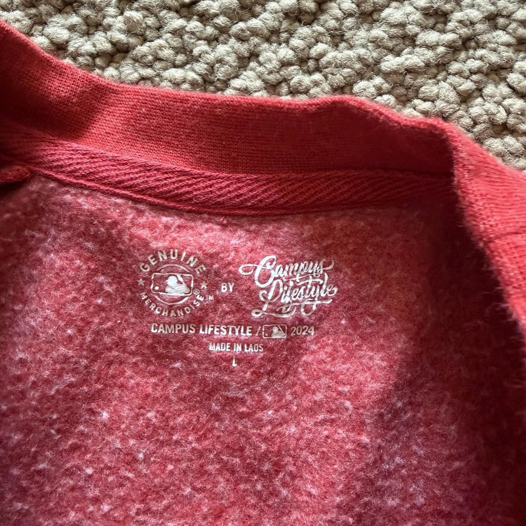 MLB Angels Campus Lifestyle Oversized Red Pullover Sweatshirt Size L