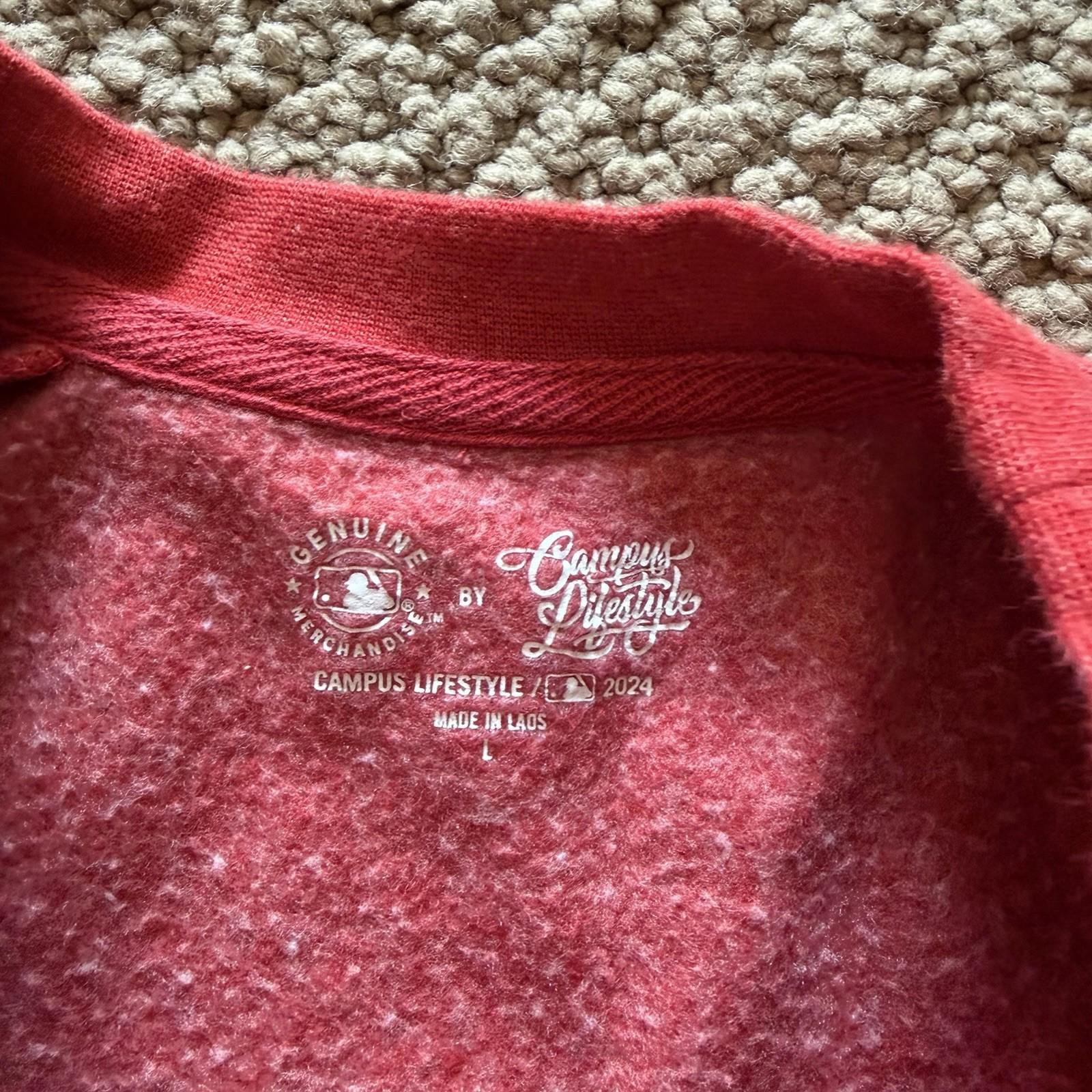 MLB Angels Campus Lifestyle Oversized Red Pullover Sweatshirt Size L