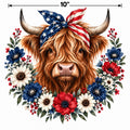 4pcs 10" Highland Cow Flag Bandana DTF PNG Patriotic Iron On Transfer