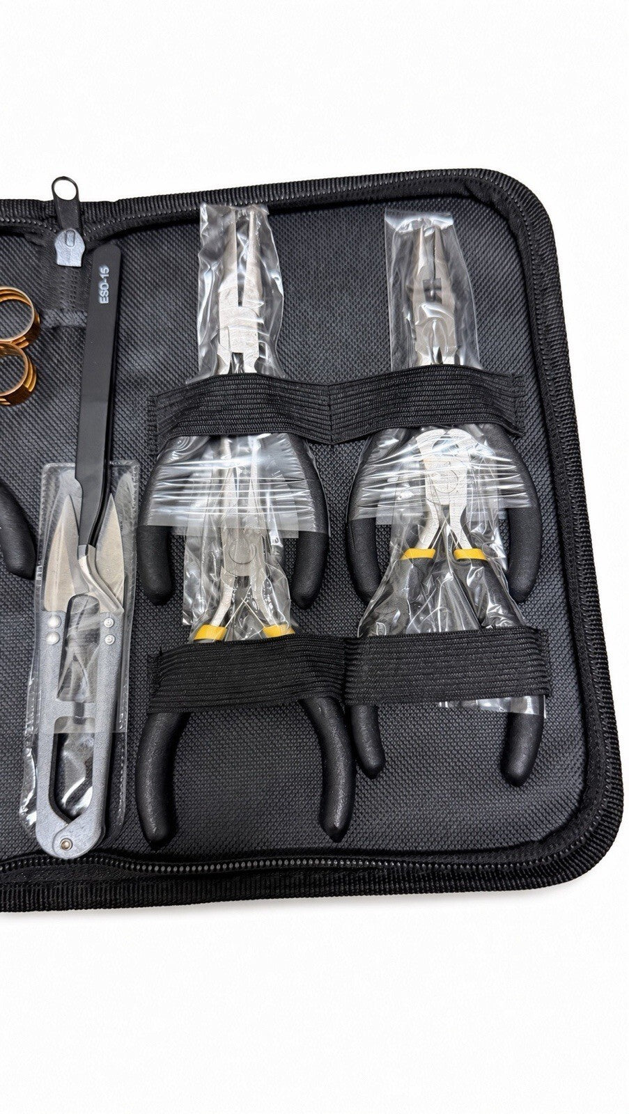 8pc Mini Pliers Set Long Nose Flat Round Diagonal Cutters Black Zip Case Kit