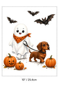 4pcs 10" Ghost Walking Dachshund DTF PNG Halloween Dog Iron On
