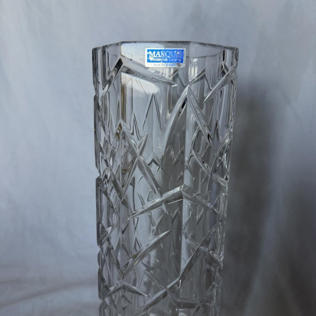 Marquis by Waterford Crystal Tall Vase Geometric Cut Hexagon Germany 10”