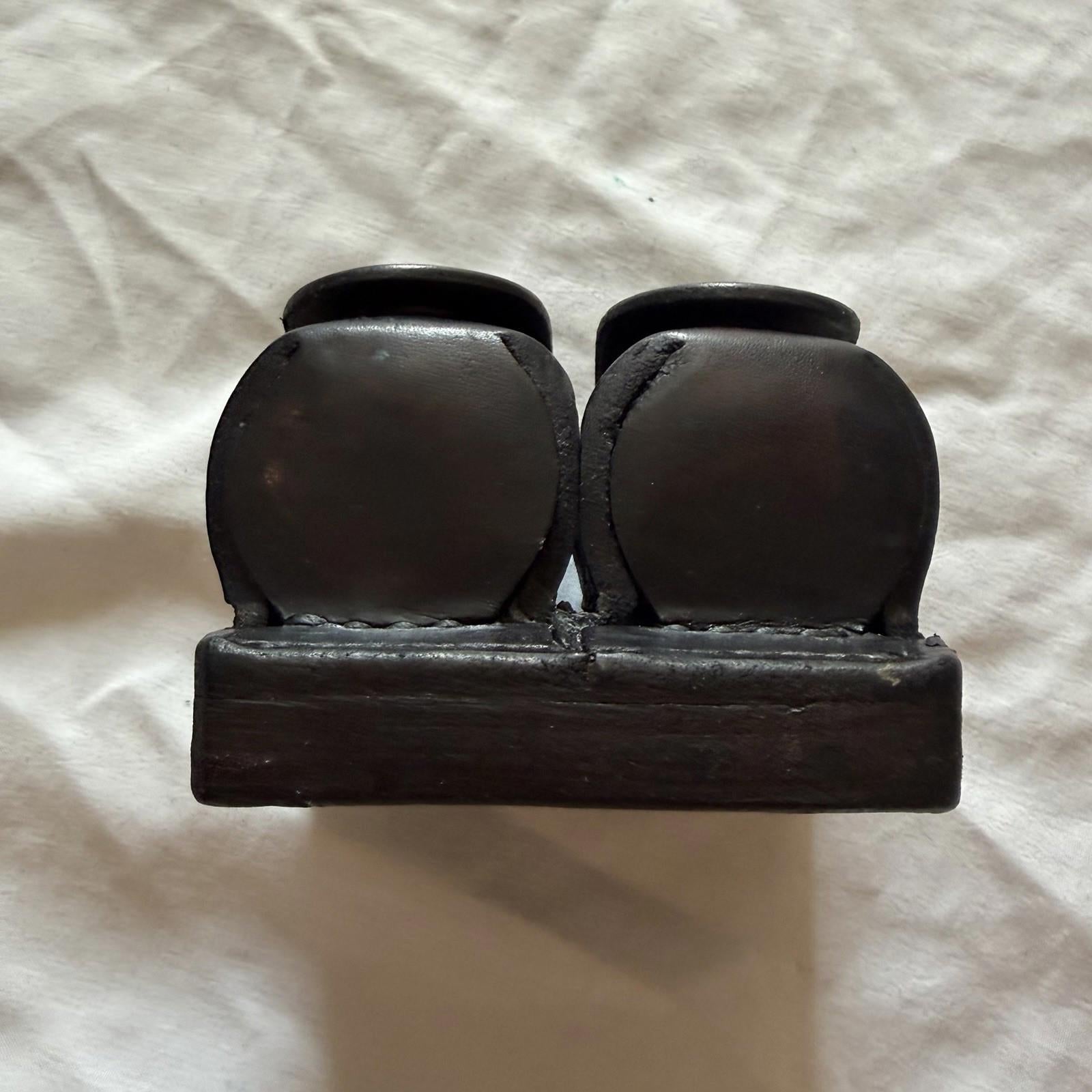 Vintage Tex Shoemaker 103K Black Leather Double Speedloader Holder
