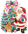 Vintage Pink Santa Gingerbread Christmas DTF Transfer Ready to Press