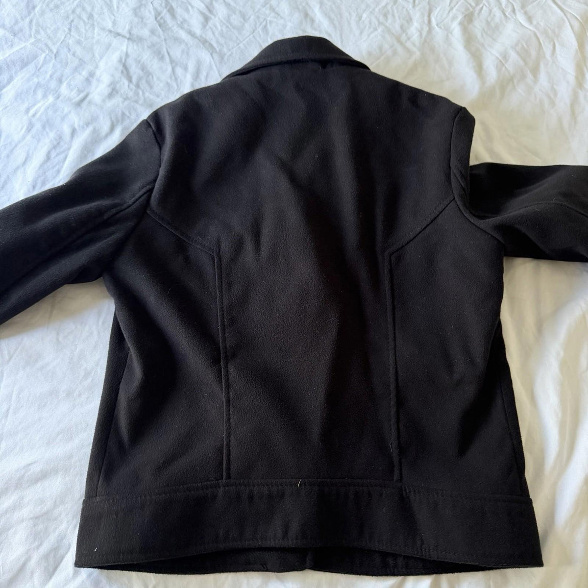 H&M Divided Women’s Black Moto Biker Jacket Size 2 Cropped Wool-Like Polyester