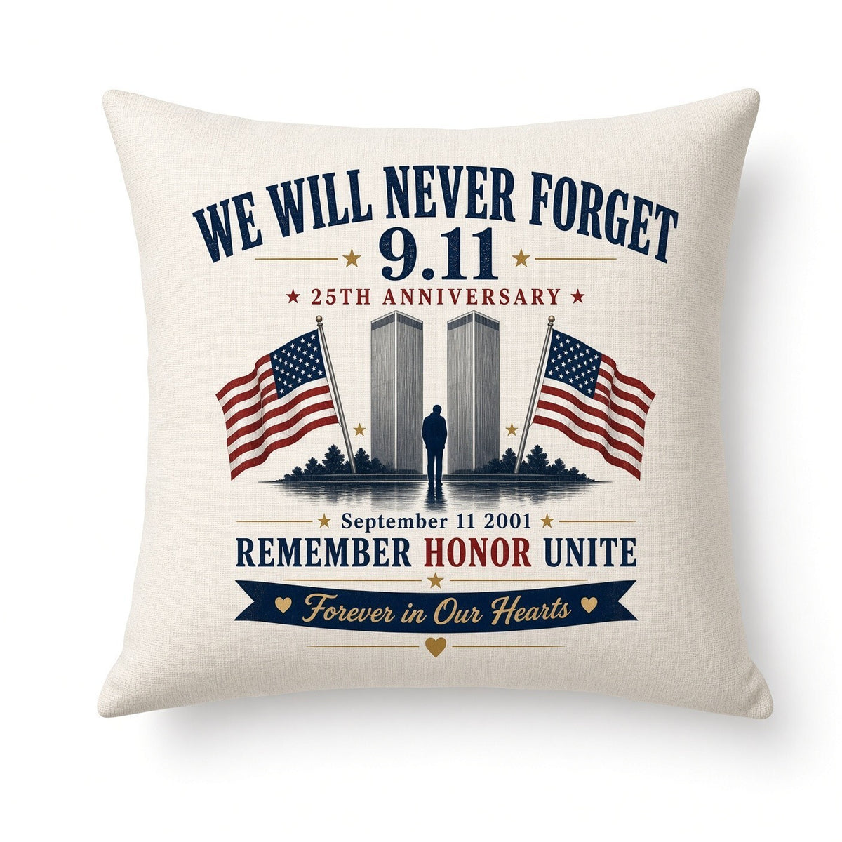 4Pcs 10" We Will Never Forget 9.11 DTF Transfers 25th Anniversary Iron On
