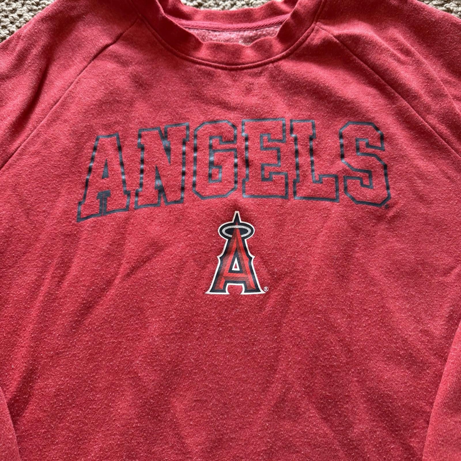 MLB Angels Campus Lifestyle Oversized Red Pullover Sweatshirt Size L