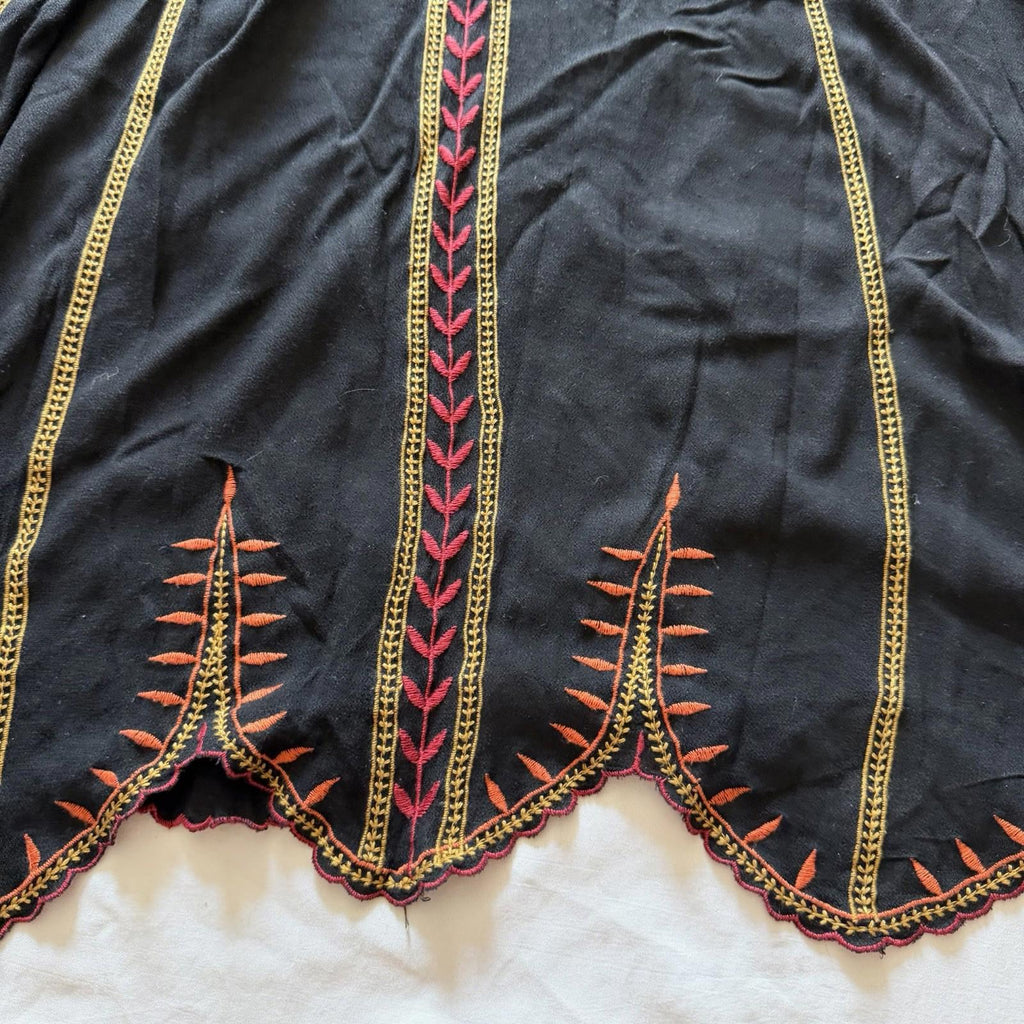 Forever 21 Black Embroidered Boho Peasant Tunic Dress Size M