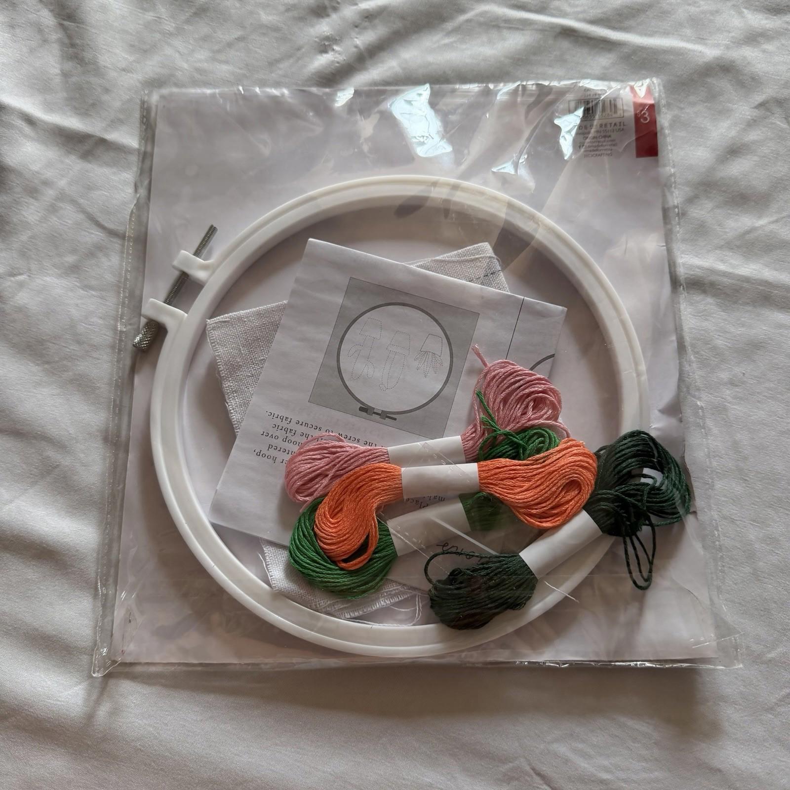 Made for Retail Cactus Embroidery Kit with Hoop Printed Canvas 5 Floss