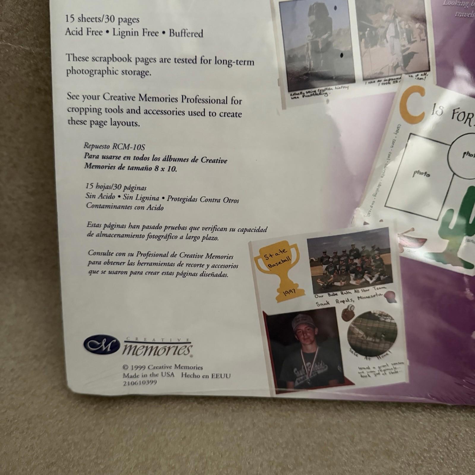 Vintage Creative Memories 8x10 White Refill Pages 2-Pack RCM-10S 30 Pages Each
