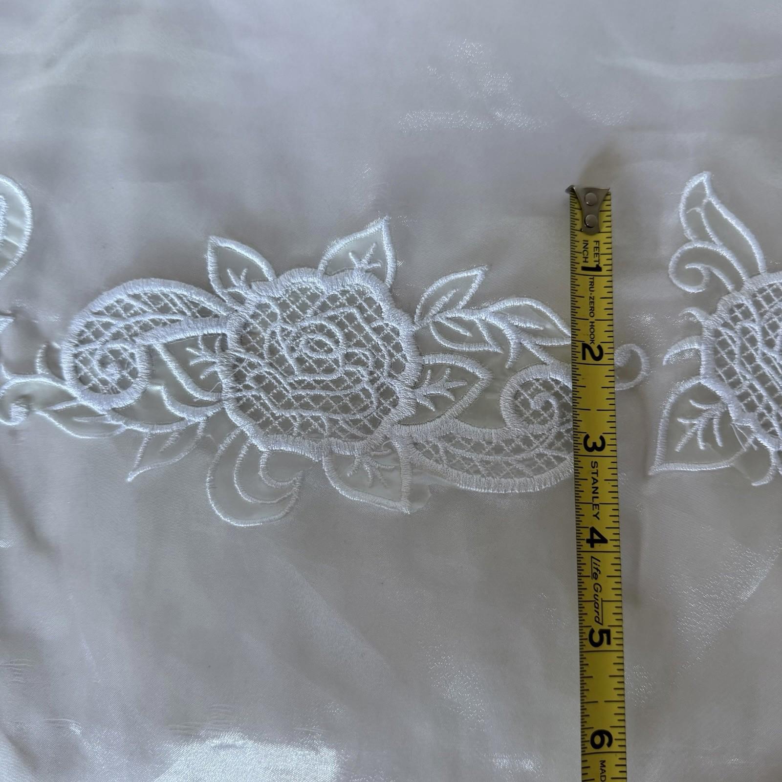 Vintage White Sheer Valance Embroidered Roses Lace Border Romantic Decor