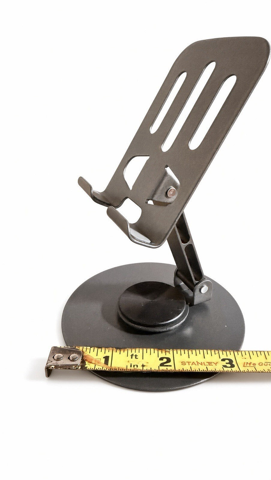 Metal Desktop Phone Stand Adjustable Tablet Holder 360 Rotate Foldable Grey