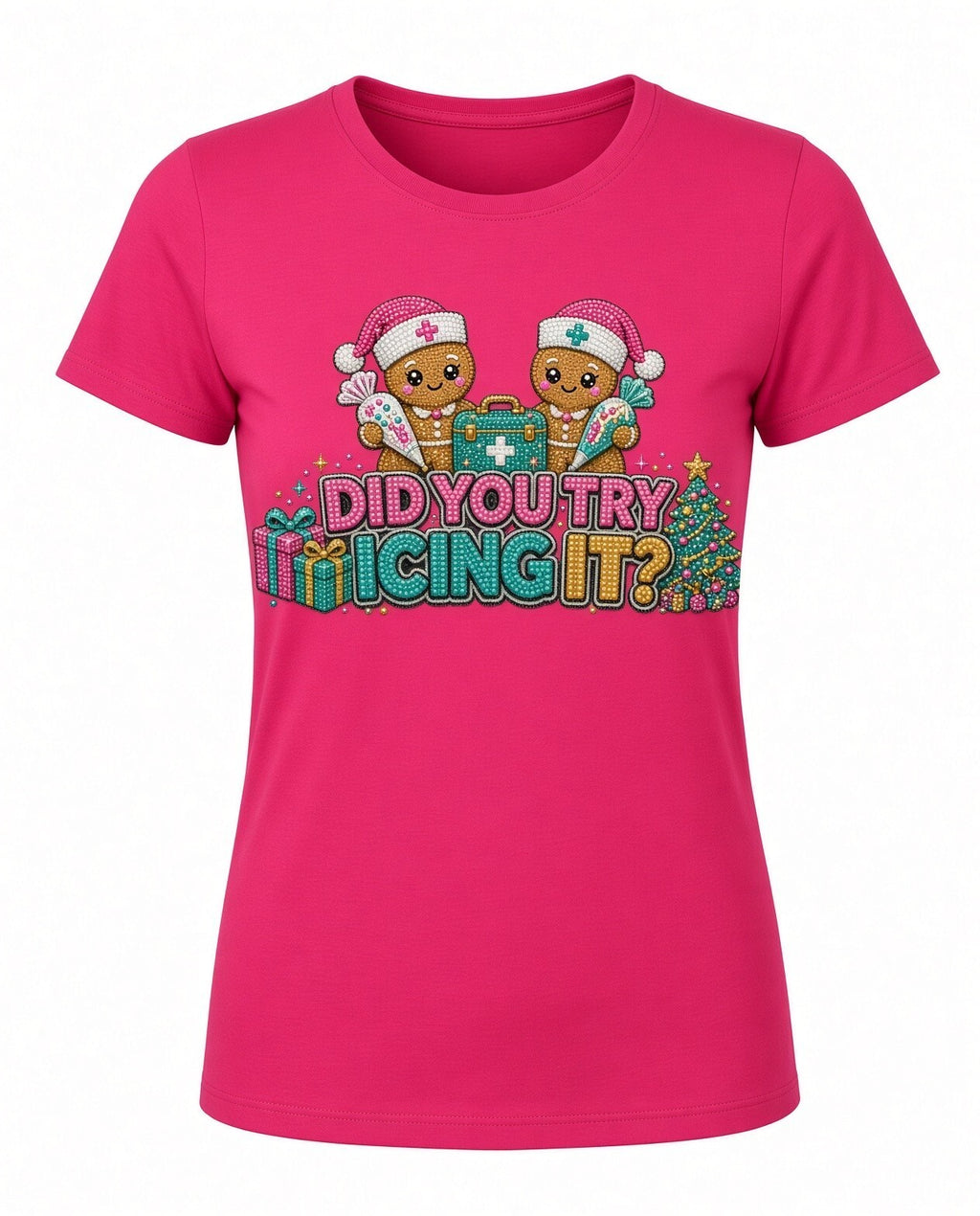 Did You Try Icing It Nurse Gingerbread Christmas DTF Transfer 10" PK4