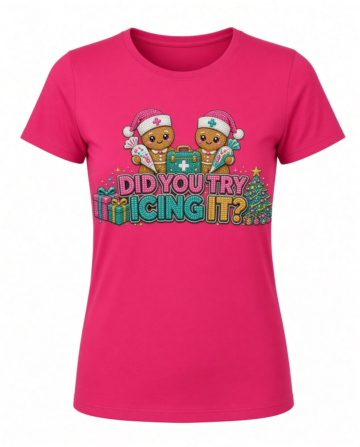 Did You Try Icing It Nurse Gingerbread Christmas DTF Transfer 10" PK4