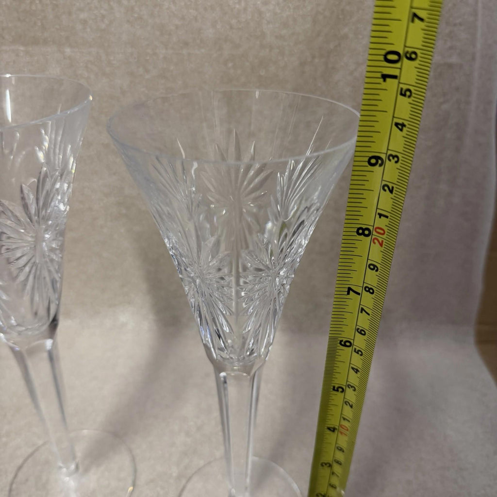Pair of Waterford Crystal Millennium Collection “Health” Champagne Flutes 9 1/4”