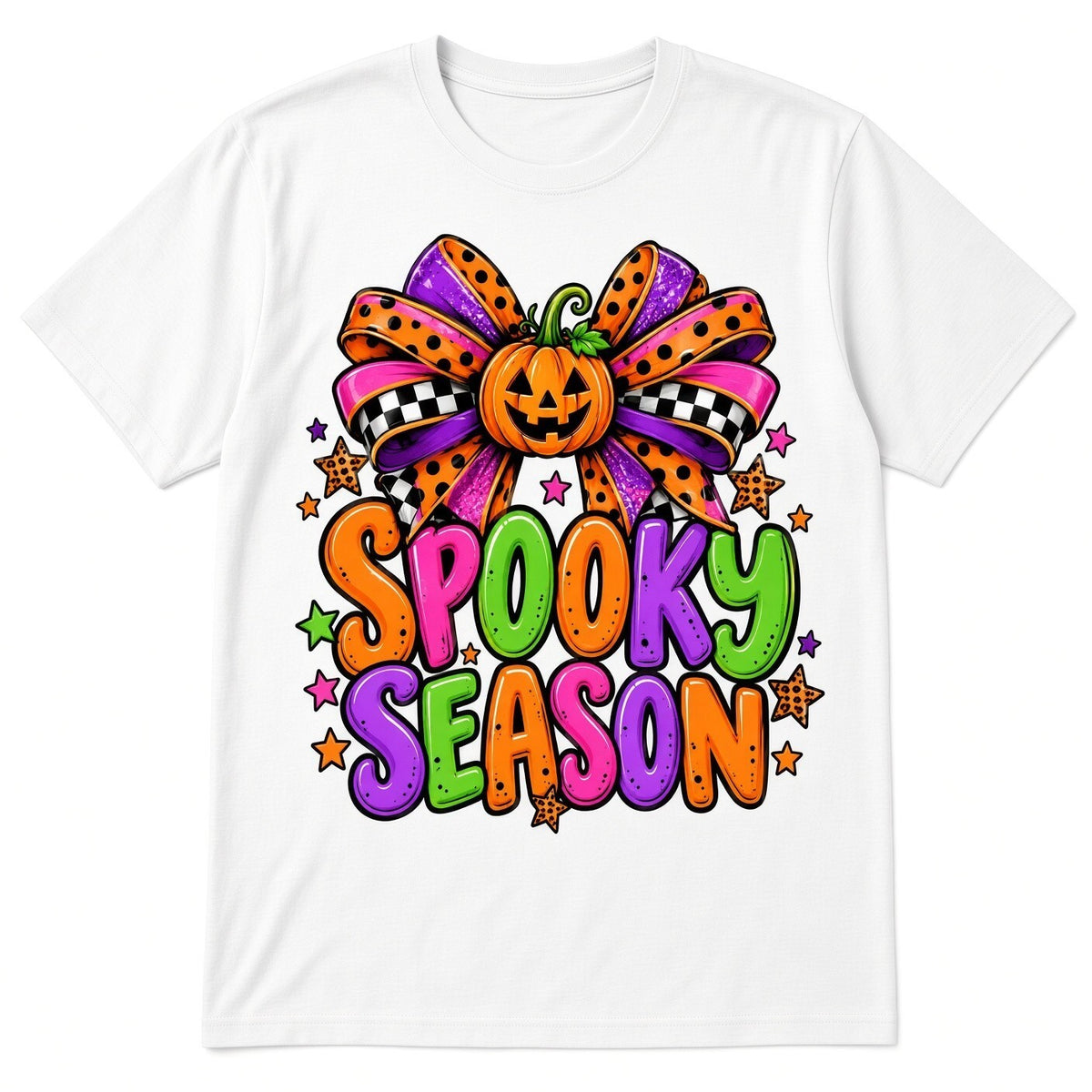 Spooky Season DTF Transfer 10" Pk4 Pumpkin Bow Stars Heat Press