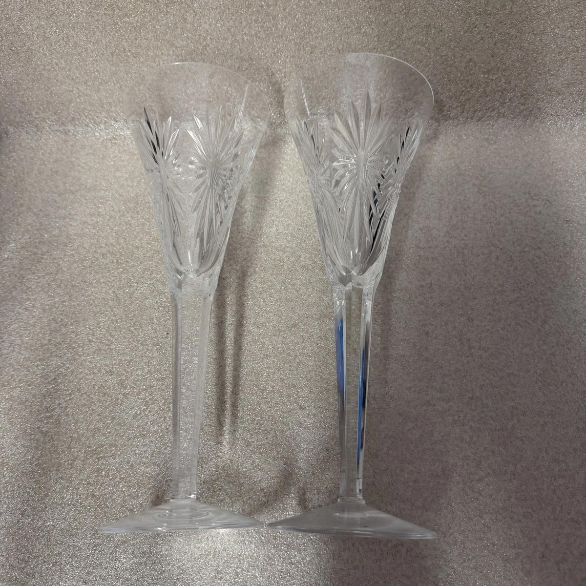 Pair of Waterford Crystal Millennium Collection “Health” Champagne Flutes 9 1/4”