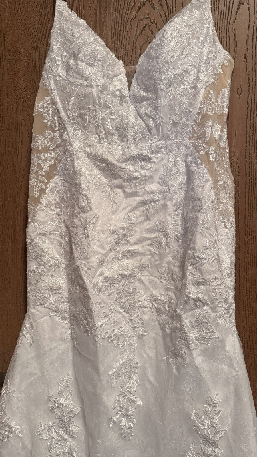 Size 18 White Lace Mermaid Wedding Dress Bridal Gown Corset Back Long Train