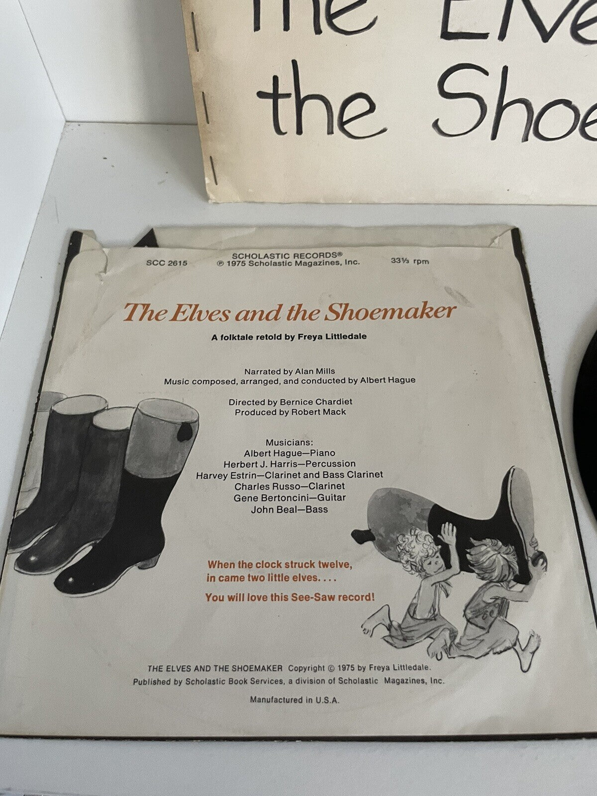 The Elves and the Shoemaker By  Littledale 1975 Vintage Paperback Book & Record