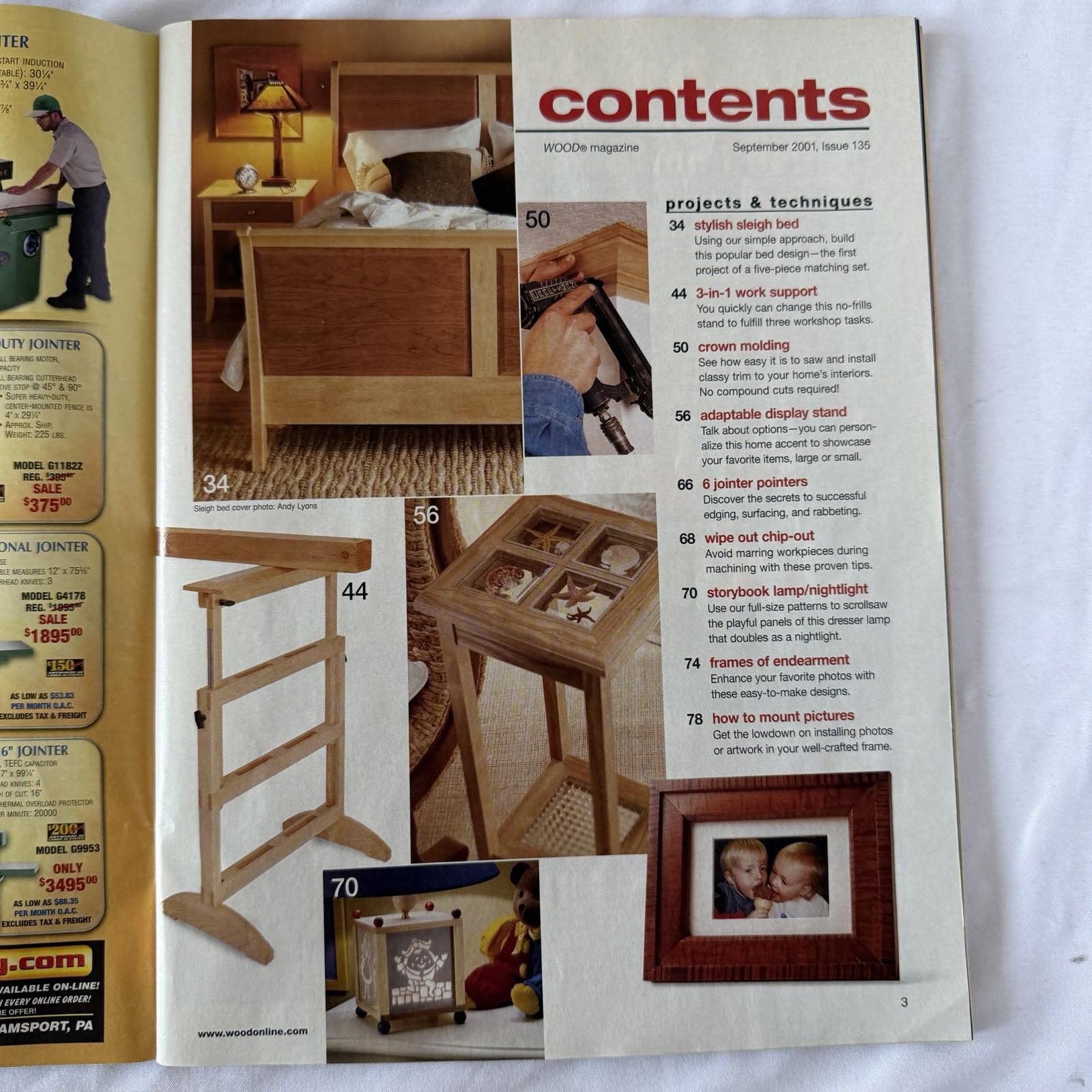 WOOD Magazine Sept 2001 Issue 135 Sleigh Bed Woodworking Plans DIY