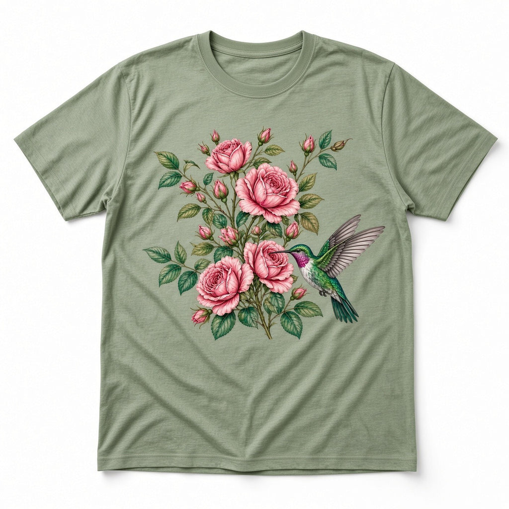 4Pcs 10" Pink Rose Hummingbird Floral DTF Transfer Heat Press Iron On