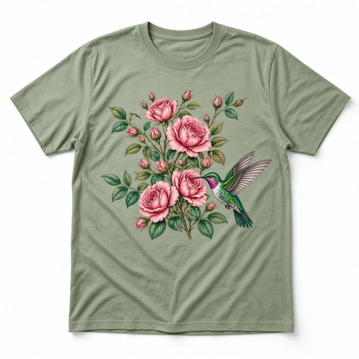 4Pcs 10" Pink Rose Hummingbird Floral DTF Transfer Heat Press Iron On