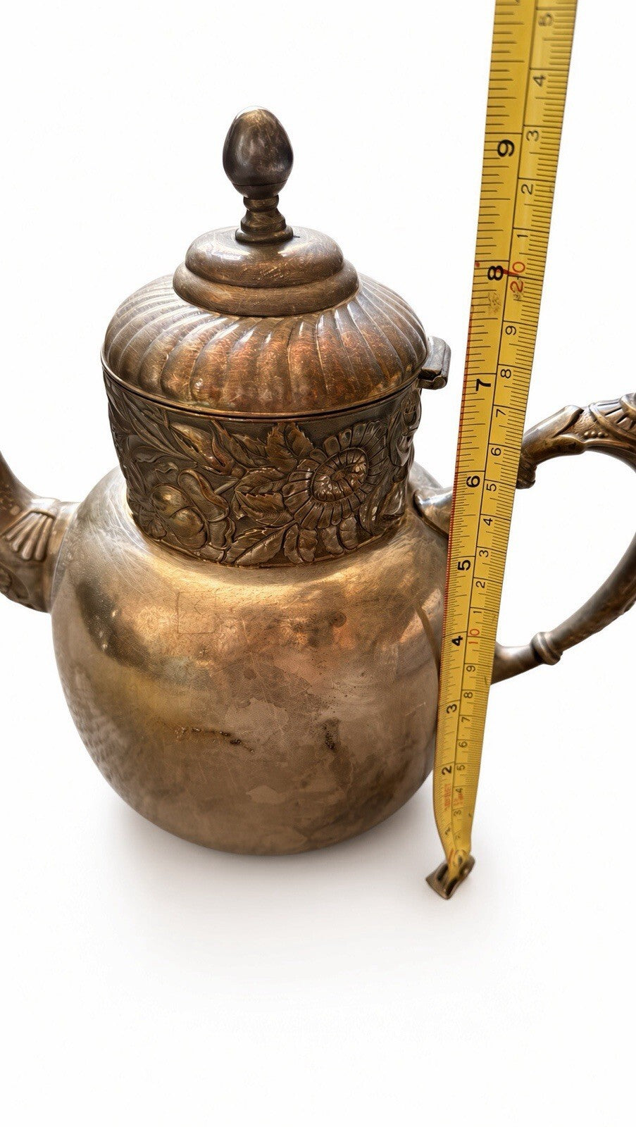 Vintage Derby Silver Co Silverplate Teapot Coffee Pot Floral Repousse Hinged Lid