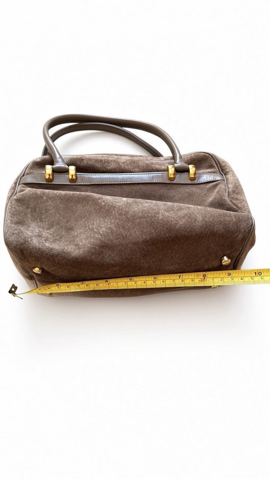 Vintage Morris Moskowitz Brown Suede Leather Handbag Purse Gold Hardware USA