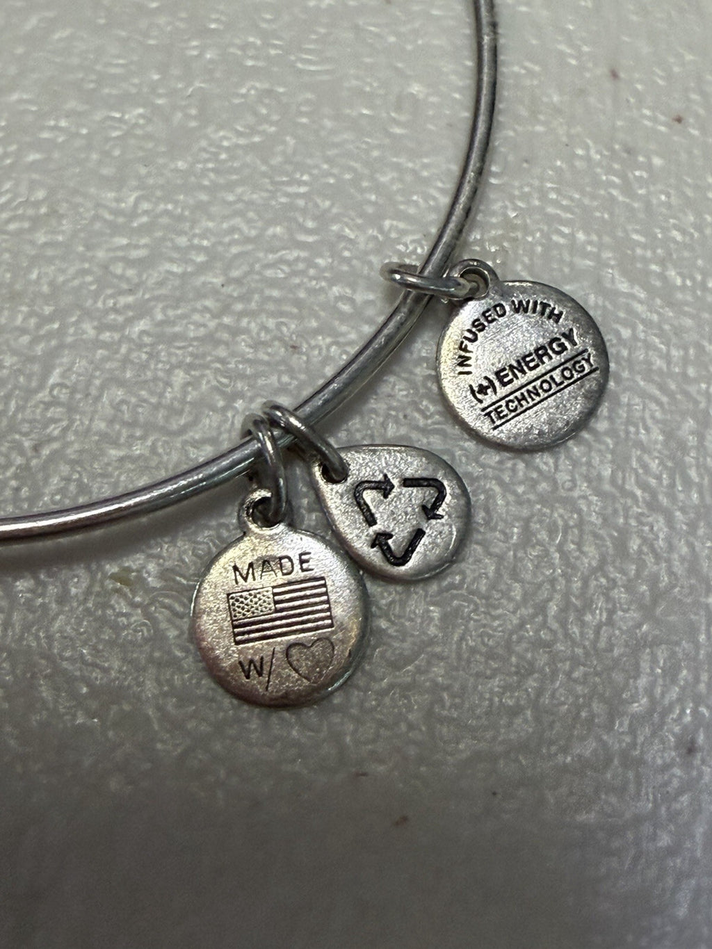 Alex and Ani Four Leaf Clover Charm Expandable Bangle Bracelet Silver Tone Lucky