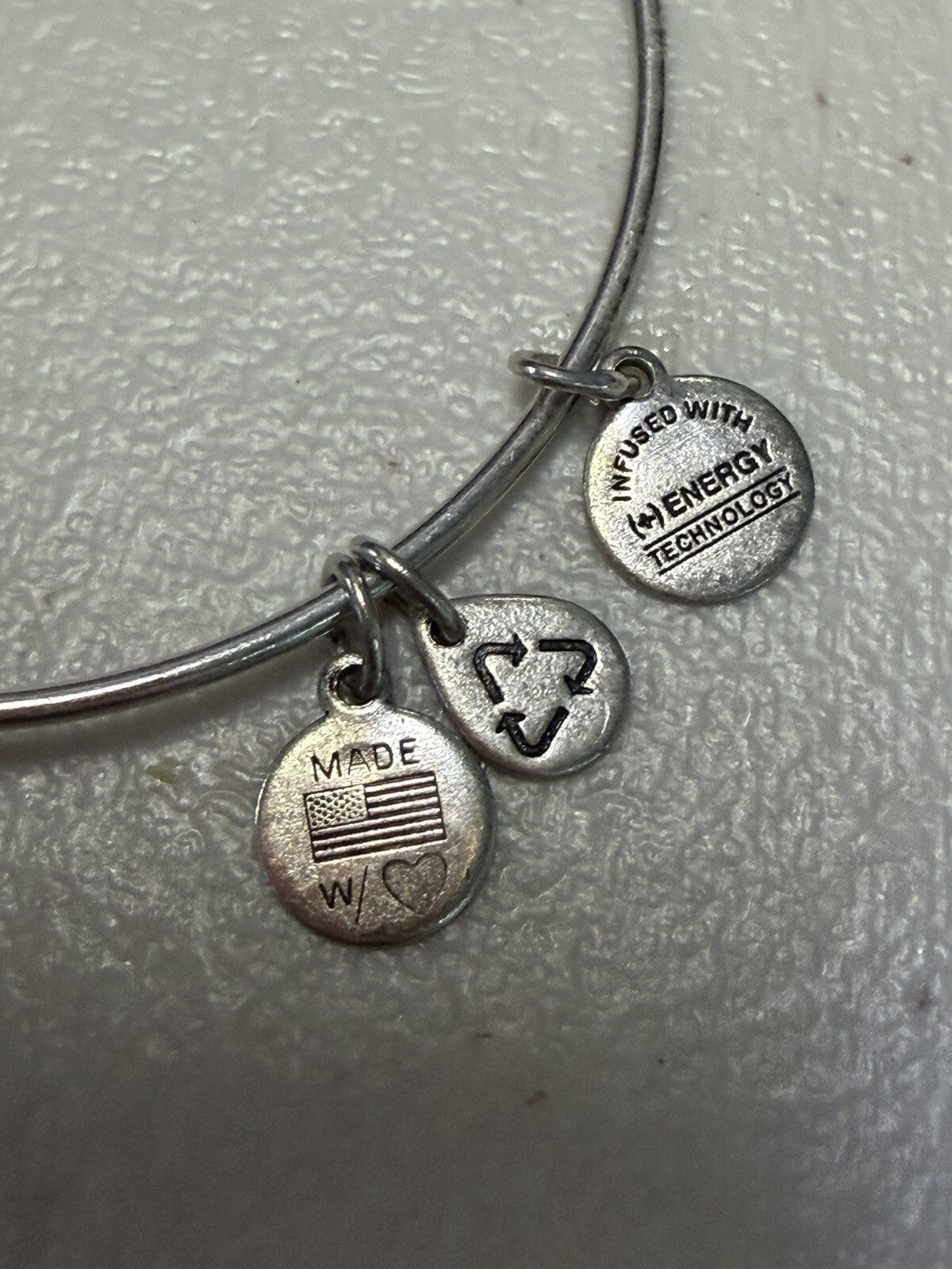 Alex and Ani Four Leaf Clover Charm Expandable Bangle Bracelet Silver Tone Lucky