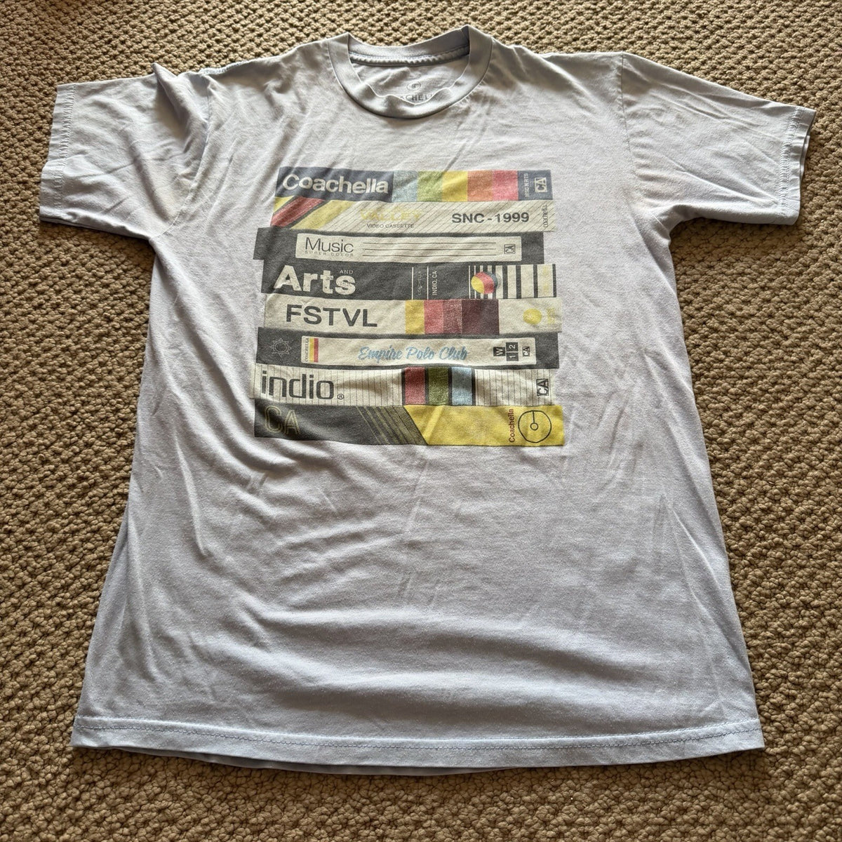 Vintage Coachella Festival Gray T-Shirt Size S Vintage Wristband Graphic Merch