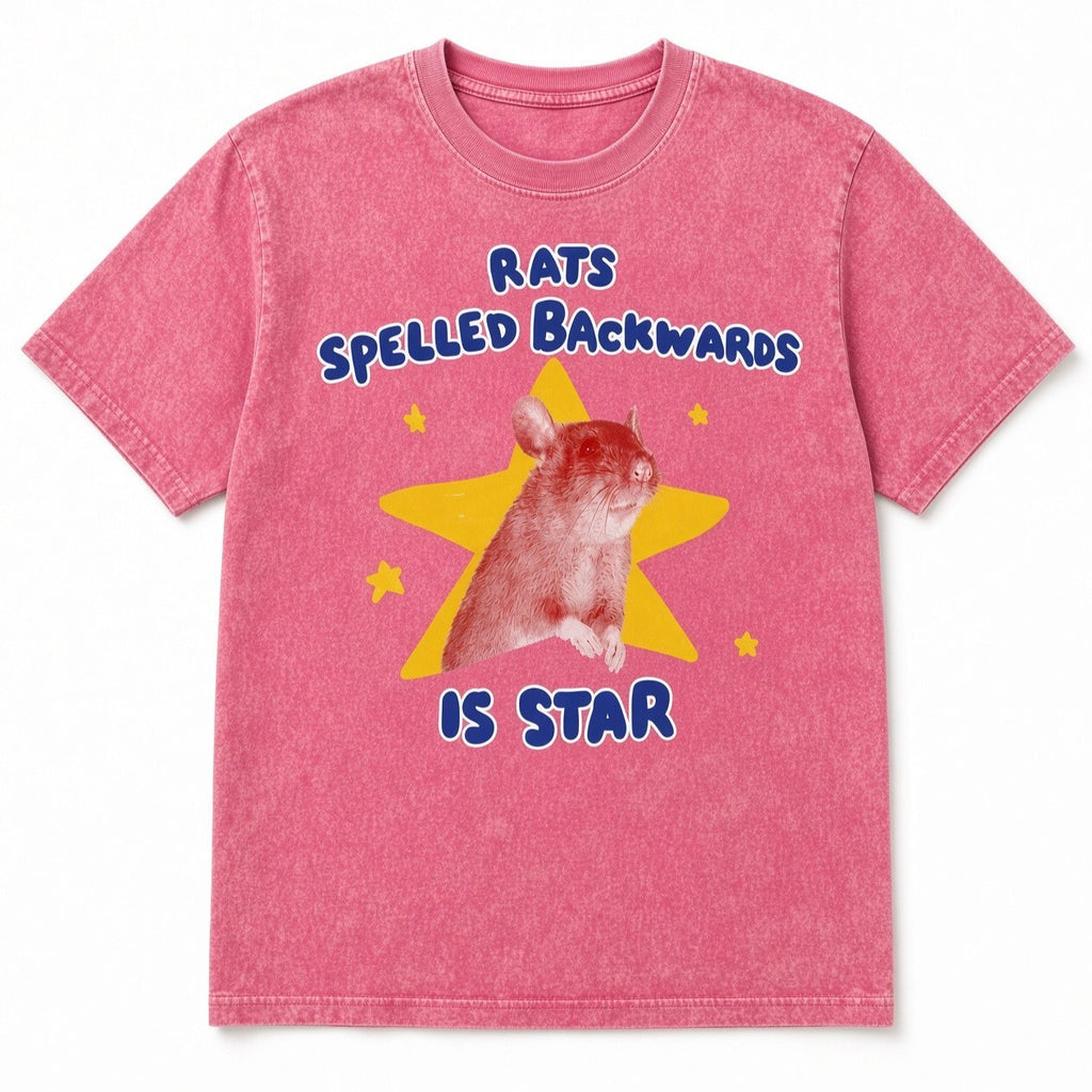 Acid Wash Pink Tee Rats Spelled Backwards Is Star Shirt Funny Rat Lover Gift