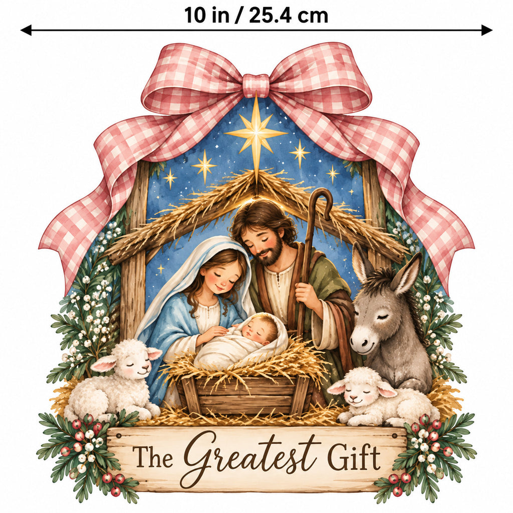 4PCS 10in Greatest Gift Nativity Christmas DTF Transfers