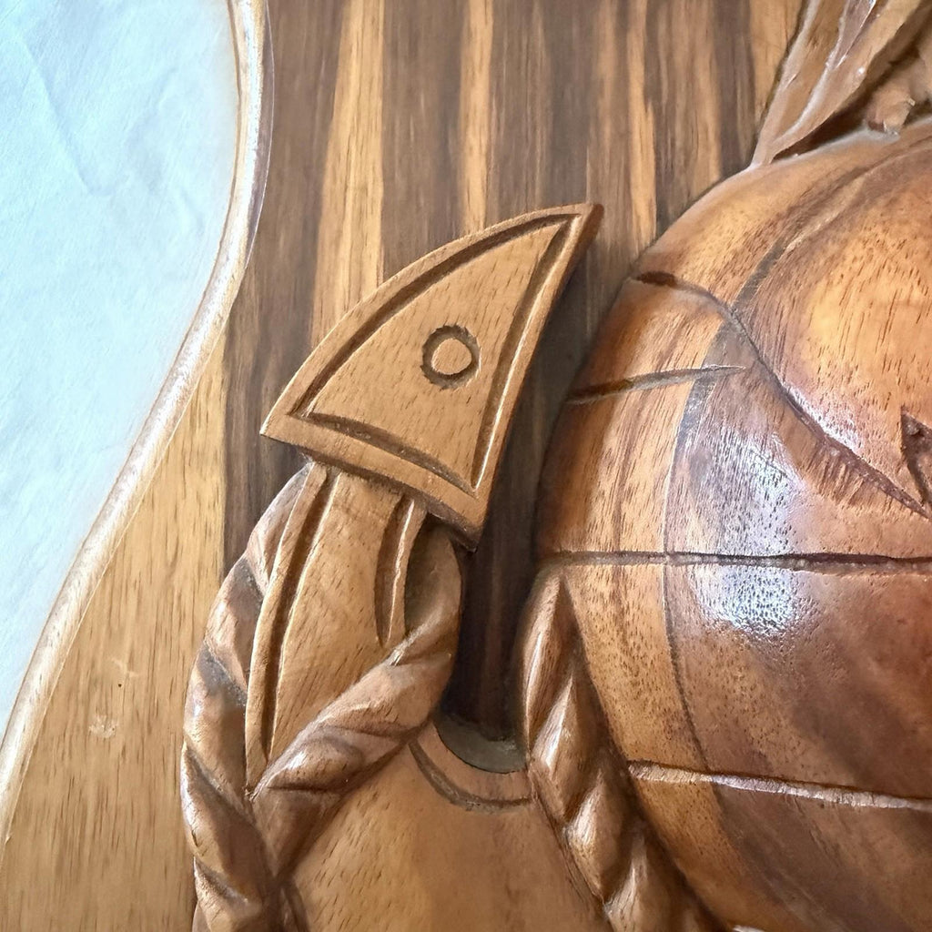 Large Hand Carved USMC EGA Eagle Globe Anchor Wooden Plaque Subic Bay
