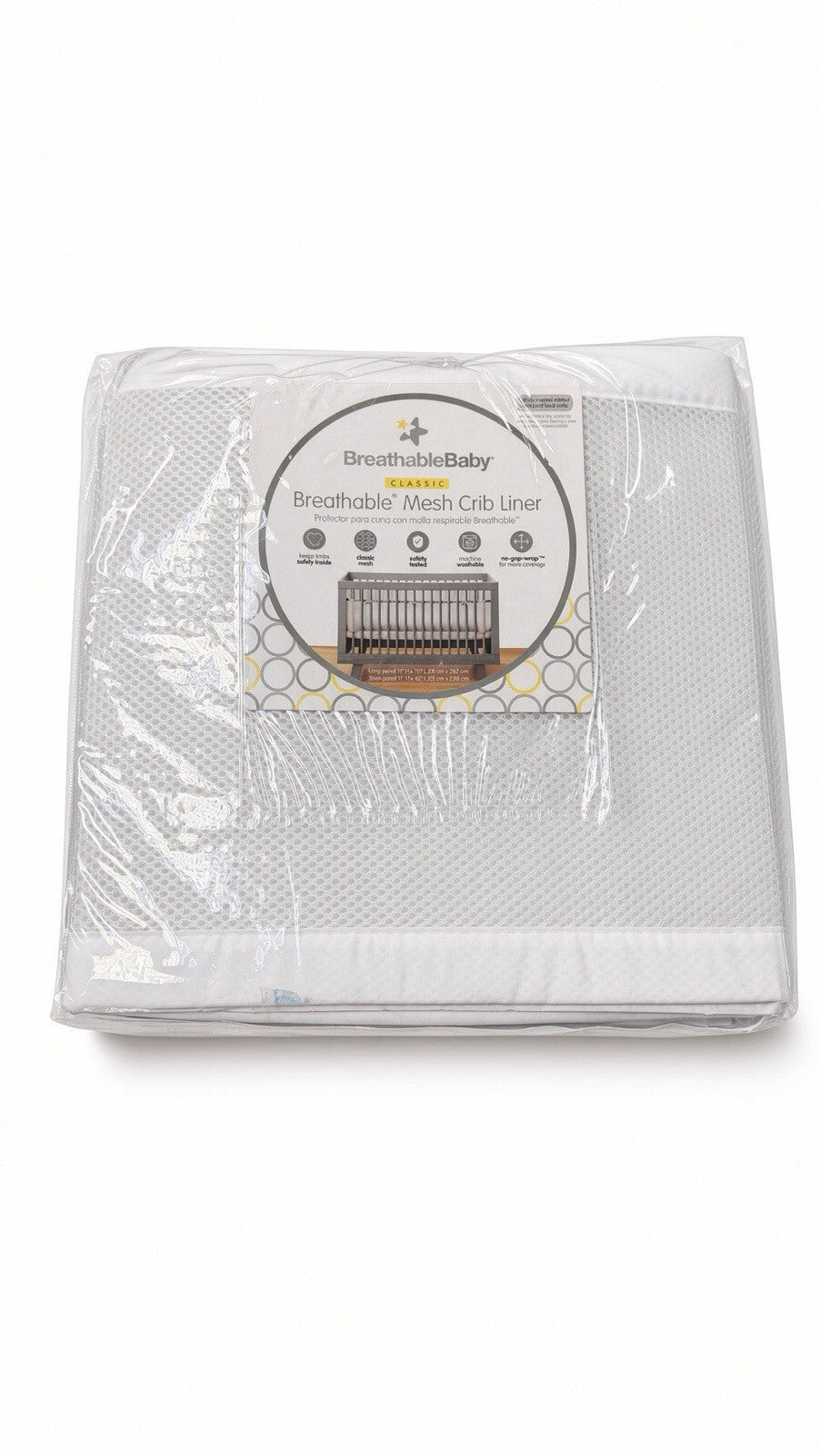 BreathableBaby Classic Mesh Crib Liner White No-Gap Wrap Safety Baby Crib Bumper