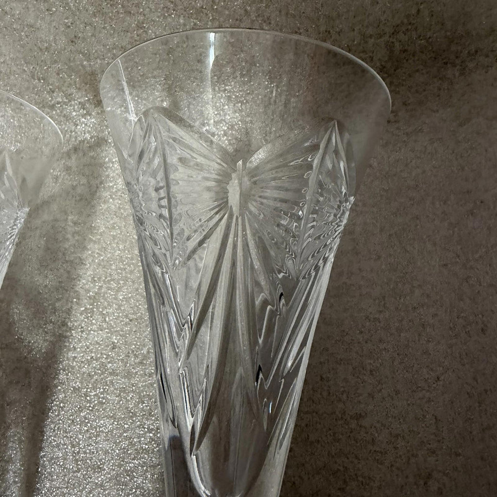 Pair of Waterford Crystal Millennium “Happiness” Champagne Toasting Flute 9 1/4”
