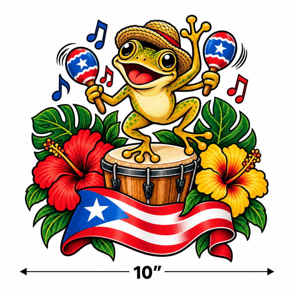 4Pcs Coqui Frog Music DTF Transfers Puerto Rican Design 10 Inch
