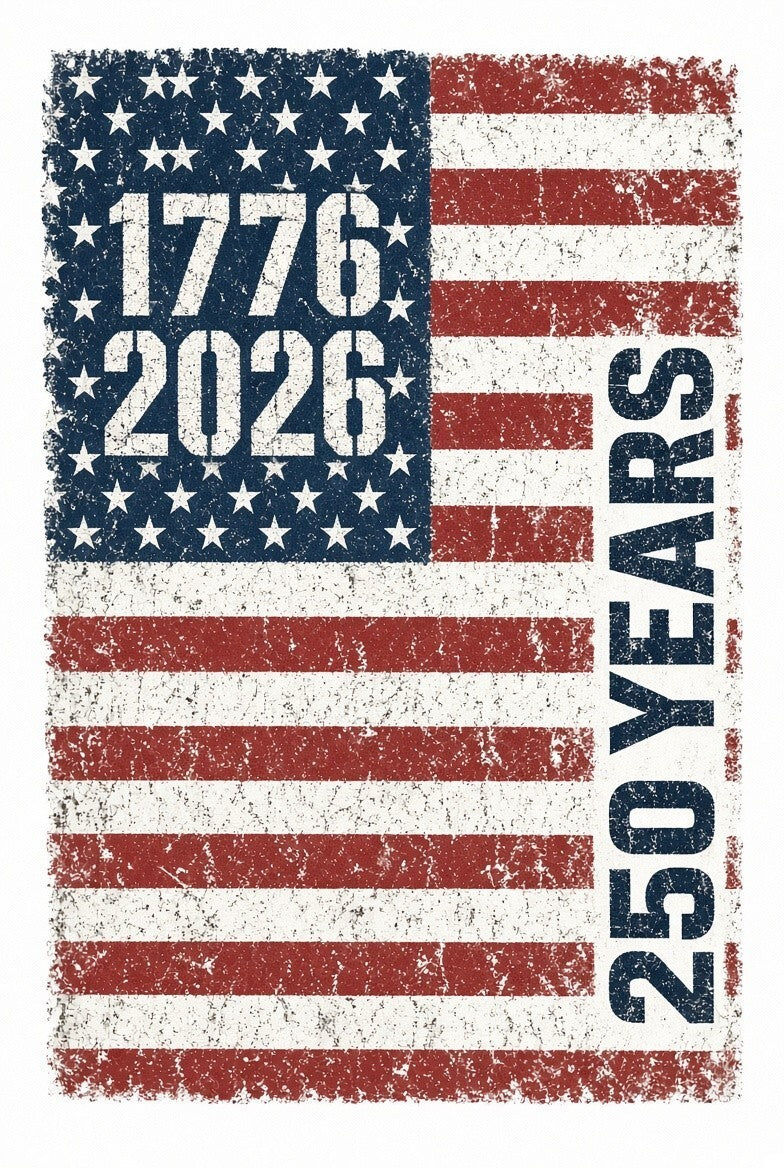 4pc 10" 1776 2026 250 Years America Distressed Flag DTF Transfer Ready Press