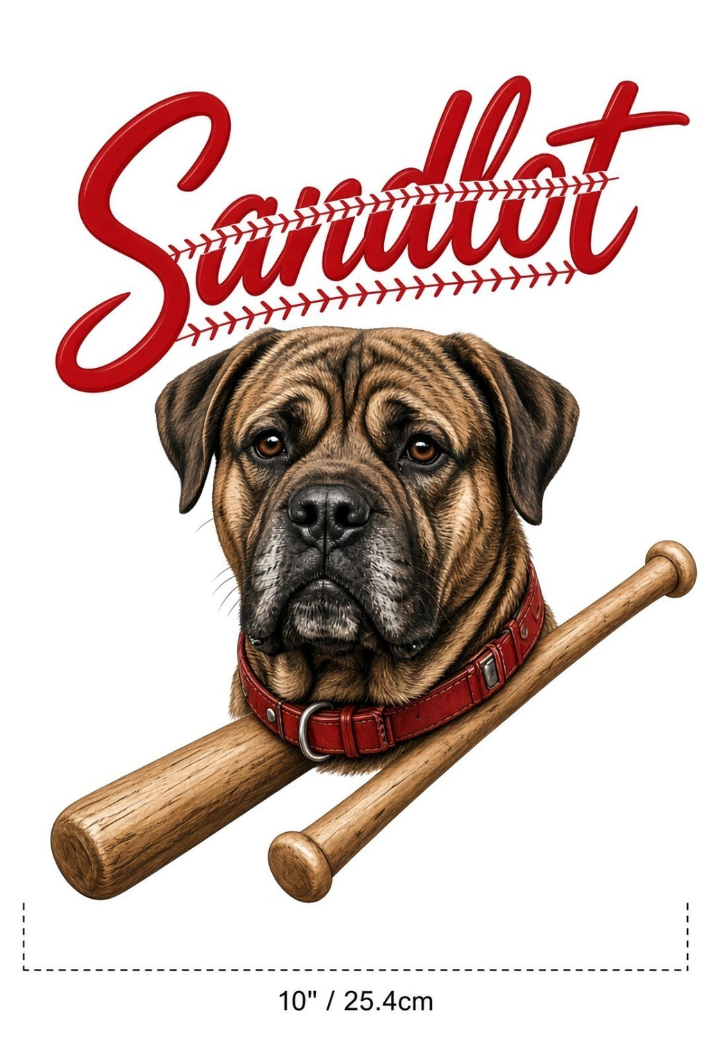 4pcs 10" Sandlot Dog DTF PNG Baseball Mastiff Iron On Transfer