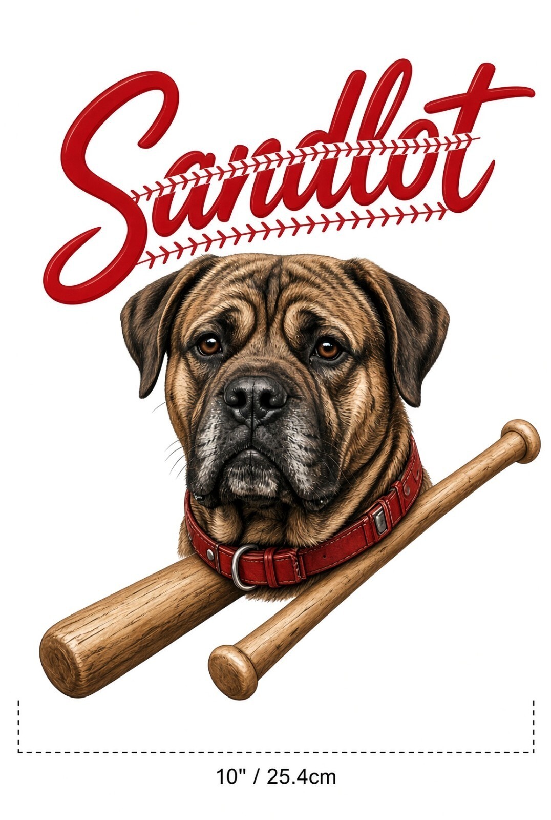 4pcs 10" Sandlot Dog DTF PNG Baseball Mastiff Iron On Transfer